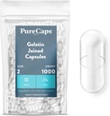 PureCaps USA - Empty Gelatin Capsules Storlek 2| 1000 anslutna piller | Clear | Icke-GMO-certifierad | SLS, Gluten, Konserveringsfri