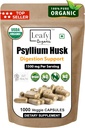 Psyllium Husk 1500mg Per Servering, 1000 kapslar - Dubbel styrka - Premium Psyllium Fiber Supplement - Bra för matsmältning och regelbundenhet - 100% naturlig löslig fiber