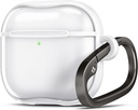 Spigen Ultra Hybrid Designed AirPods 4 Case (2024) Anti-Yellowing Clear Cover med Carabiner Key Chain - Jet White