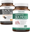 Black Seed Oil & Irish Sea Moss (1-Month Supply) - Wellness Duo Bundle of Black Seed Oil (60 Capsules) Cold-Pressed Nigella Sativa & Irish Sea Moss (60 Capsules) with Bioperine and Bladderwrack