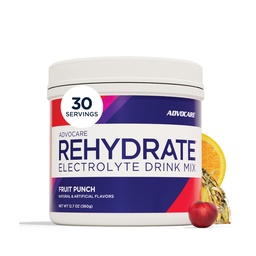 AdvoCare Rehydrate - Electrolyte Drink Mix - Inkluderar Magnesium, Natrium, Kalcium och Kalcium - Antioxidant & Amino Acid Fortified - Stöder Hydration & Recovery - Fruit Punch, 12,7 oz
