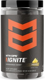 MTN OPS Ignite Trail Packs Energy Drink Powder, Gluten Free Nootropic Supplement Drink Mix, L Arginine, L Citrulline, Caffeine & Nootropic Sugar Free Drink Mix, 20 portioner, Pineapple Crush