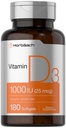 Horbäach Vitamin D3 1000IU (25mcg) Softgels | 180 greve | High Potency Formel | Non-GMO & Gluten Free Supplement