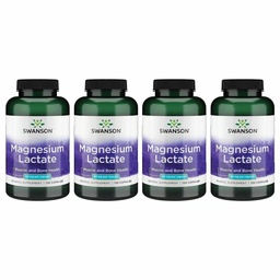 Swanson Magnesium Laktat - Mineral Supplement främjar muskel- och benhälsostöd - Laktosfri Laktat Mineral Form för Gentle Absorption - (120 kapslar, 84mg Varje) 4 Pack