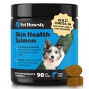 Pet Honesty Skin Health Salmon Chews - Itch Relief för hundar, Omega 3 fiskolja för hundar, naturlig laxolja för hund Chews för hälsosam hud och rock, kan minska utspridning, hund fiskoljetillskott - 90 Ct