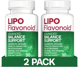 Lipo-Flavonoid Balance Support för Vertigo & Dizziness Relief - Clinically-Tested Formel med Ginkgo Biloba & Vitamin D & B Complex - Inre Ear Health & Balance Support - 30-Count - 2-Pack