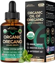 USDA Organic Oil of Oregano - Liquid Drops med vitamin E - Tillverkad i USA - Tillägg för immunstöd, Digestion Health & Antioxidant - Non-GMO, Natural, Vegan - Som piller, kapslar, Softgels 1 fl oz