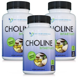 DOCTOR RECOMMENDED SUPPLEMENTS Premium Choline - 500 mg - 120 Veggie Capsules stöder kognitiv hälsa, minne och mer - 3 Pack