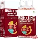Iron & Zinc Tablets Enriched with Vitamin C & B12 | Immunity & Haemoglobin Booster | Increases HB Level + Promotes Healthy Iron Levels | Reduces Fatigue, Improve Respiratory Health & Energy | 60 T