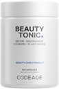 Codeage Biotin Supplement with Vitamin C, Vitamin E, Vitamin B6, Niacin, Folate, Organic Food Blend, Phytoceramides, Astaxanthin, Selenium - Beauty Tonic - Hair, Skin, and Nail Support - Vegan, 90 Ct