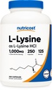 Nutricost L-Lysine 1000mg, 250 kapslar - 500mg Per Cap, Gluten Free, Non-GMO