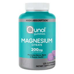 Qunol Magnesium Gummies for Adults, 200mg Elemental Magnesium (från 1,750mg Magnesium Citrate), High Absorption Magnesium Supplement, stöder Nerve, Bone and Muscle Health, Vegetarian, 120 Count