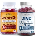 NEW AGE Immune Defense Combo - 2 Pack - Vitamin D3 Gummies 5000 IE 125mcg & High Potency Zink Gummies, Immune Booster 120 Count