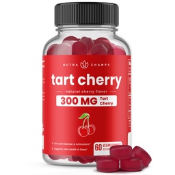 NutraChamps Tart Cherry Gummies - 3000mg Tart Cherry Extract med Celery Seed - Uric Acid Cleanse Supplement - Antioxidant, Joint Comfort, Flexibilitet, Immune Health, Sleep - 60 Vegan Gummies