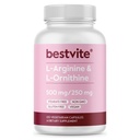BESTVITE L-Arginine L-Ornithine 500-250 (120 Vegetariska kapslar) - Inga Stearates - Inga fillers - Vegan - Non GMO - Gluten Free - Ingen kalciumsilikat