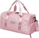 Gym Bag för kvinnor med skor kompartement och våt ficka | Small Durable Lightweight Gym Duffle Bag med motiverande citat och grafisk design | Bra för träning och över natten | Rosa