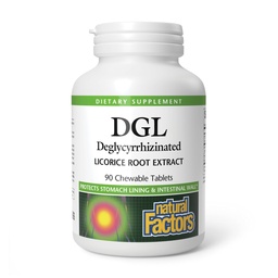 Natural Factors DGL Chewable - Digestive Support Supplement med Licorice Root Extract - Chewable Tablets Support Stomach Lining & Health - Non-GMO & Gluten-Free - 90 Chewable Tablets (90 portioner)
