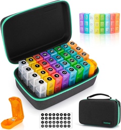 Månatlig Pill Organizer 3X per dag med 7-dagars Travel Medicine Organizing Bag, Medicine Pill Box med 32 dagliga kompartement, 31 Day Pill Holder 30 Day Pill Case för vitamin, tillägg och medicinering