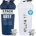 GOMOYO [2 Pack] 28oz Shaker Bottle med motiverande citat (White Killin' It & Navy Grit) | Protein Mixer Agitators for Mixes Pack är BPA Free Dishwasher Safe