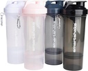 Smartshake Slim 4-Pack Protein Shaker Bottle 400 ml | 13,5 oz - Lagring Inkluderad - Leakproof Screw-on Lid - BPA Free - Unisex - Svart, Vit, Stormy Gray, Cotton Rosa