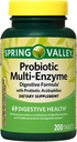 Spring Valley Probiotic Multi-Enzyme Digestive Formel tabletter, 200 greve