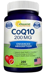 aSquared Nutrition CoQ10 (200 kapslar och 200mg) - High Absorption Vegan CO Q-10 Powder - Enzym Ubiquinone Supplement Pills, Extra Antioxidant Coenzyme Q10 Vitamin, Coq 10 Alernative till Softgels