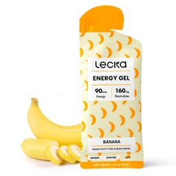 Lecka Energy Gel, 12 Gels | för uthållighetsövning, tillverkad med verkliga frukter och basilfrön, ger naturlig energi och elektrolyter (12 Gels, Banana)