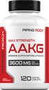 Piping Rock AAKG Supplement | 120 Caplets | 3600 mg | Arginin Alpha-Ketoglutarate Supplement | Nitric Oxide Enhancer | Max Strength | Vegetarian, Non-GMO, Gluten Free