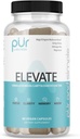 PUR Wellness Höj Nootropic Brain Supplement för Focus Clarity Memory Mood, 8 Mushroom Blend, Ginkgo Biloba, Ashwagandha, Magnesium för naturlig energi, koffeinfri för koncentration