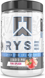 RYSE Loaded Pre Workout Powder - Pink Splash - Daglig Pre-Workout för män och kvinnor med 390mg koffein, Beta Alanine och Citrulline för pump, fokus och energi - 30 portioner