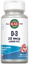 KAL Vitamin D3 1000 IE 25 mcg, vitamin D Chewables, Calcium Absorption, Bone Health och Immune Support Supplement, Natural Peppermint Flavor, Sweetened med Xylitol, 100 Servings, 100 Chews
