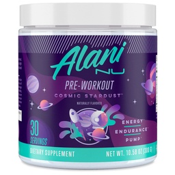 Alani Nu Pre Workout Powder Cosmic Stardust | Amino Energy Boost | Endurance Supplement | Sugar Free | 200mg koffein | L-Theanin, Beta-Alanine, Citrulline | 30 portioner