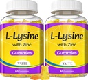 L Lysine Gummies 1000mg med Zink - Stöder hud, läpp, Vegan, Gluten Free, 60 Chewable L-Lysine för vuxna, vitaminer Tissue Health & Immune System, Amino Acid & Complex Supplements, Non-GMO(2Pack)