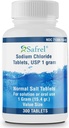 Safrel Natriumklorid tabletter 1 gm, USP | Normal Salt tabletter | (15.4gr.) | Electrolytes Replenisher Hydration Drink (300 greve av 1)