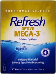 Uppfrisk Optive Mega-3 Lubricant Single-Use Sterile Containers Eye Drops 30 ea (Pack of 3)