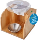 LiveFine Pill Dispenser Tipper (Dispenser ingår inte), One-Touch Operation, Automatic Pill Dispensing, Stylish Wooden Base, kompatibel med LiveFine & andra ledande modeller