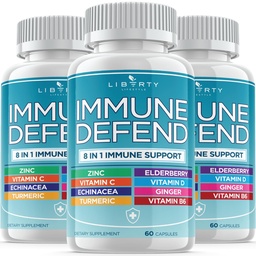 8 Immune Defense Support, Immunity Vitamins Supplement Booster med Zink 50mg, Vitamin C Elderberry VIT D3 5000 IE, Turmeric Curcumin & Ginger, Echinacea - Allergy Relief för barn vuxna