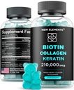 Biotin Gummies med Keratin & Collagen Peptides - Avancerat tillskott för hårväxtbehandling för män och kvinnor hår hud och naglar vitaminer - Biotin 10000mcg | Keratin 100000mcg | Collagen 100000mcg