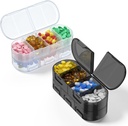 Weekly Pill Organizer, 2/3/4 Times a Day, Double-Sided Opening Design, Portable Pill Box för lagring av medicin / vitaminer / fiskoljor / tillägg (Variable Grids White Black 2PC)