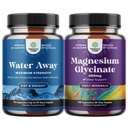 Bundle of Water Away Pills Maximal Styrka - Herbal Diuretic Pills for Water Retention for Fast Acting Bloating Relief and Pure Magnesium Glycinate 400mg Per Serving for Mood Sleep and Relaxation
