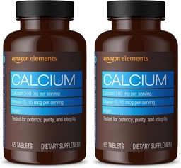 Elements Calcium Plus Vitamin D2, 65 tabletter (2 månaders leverans) (Packaging May Vary) (Pack of 2)