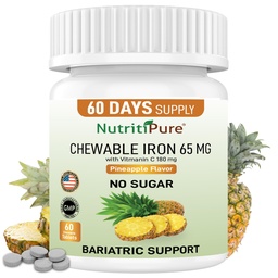 Tuggbar järnkarbonyl 65 mg med vitamin C 180 mg (för kvinnor / män) - Tablet i ananas smak 60 greve (1)