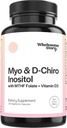 M-y-o in-os-itol & D-Chiro Inositol Capsules with MTHF, Folate, Vitamin D| Support for Ovarian Function, Hormone Balance, & Homocysteine Levels | Fertility Supplements for Women | 40:1 Ratio