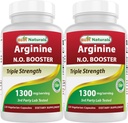 Bästa Naturals L-Arginine NO Booster Triple Strength 1300 mg Servering 120 Veg Capsules (120 greve av 2)