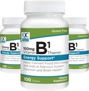 Kvalitetsval Vitamin B1 Thiamin 100 mg Energisupport, Nervous System Function, & Brain Health Vitamin Supplement Tablets, 100 Count Bottles (3 Pack)