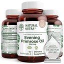 Natural Nutra Evening Primrose Oil Supplement från Fatty Acid, Nerve Health, hjälper till att minska hudfläckar, balanskroppssekretioner, främja hjärthälsa, huden Clarity, 500 mg, 90 Softgels