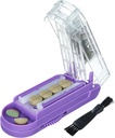 Pill Cutter för flera piller i taget, Pill Cutter Splitter för små och små piller, Pill Cutter för små eller stora piller, Pill Splitter med dold Sharp Stainless Steel Blade (Purple + Clear)