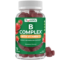 B Komplex Gummies med vitamin C - Stor smak 1 per dag energi och nervsystem stöd för vuxna - Vegan, Kosher, icke-GMO Vitamin B Komplex Gummies med B12, B6, Niacin & Folsyra - 70 greve
