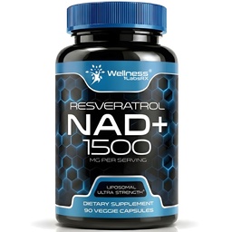 WELLNESS LABSRX NAD Supplement, 1500mg - USA Made Liposomal NAD+ Tillägg med Resveratrol, NAD Plus Boosting - Support Cellular Health, Stamina & Healthy Aging - Ultra Strength Capsules