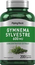 Piping Rock Gymnema Sylvestre Supplements 600 mg | 200 kapslar | Koncentrerad växtbaserade extrakt | Non-GMO och Gluten Free